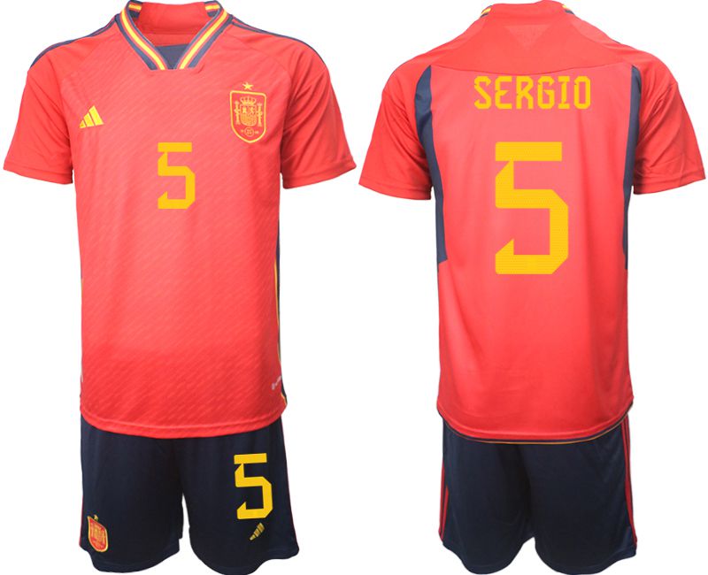 Men 2022 World Cup National Team Spain home red 5 Soccer Jerseys